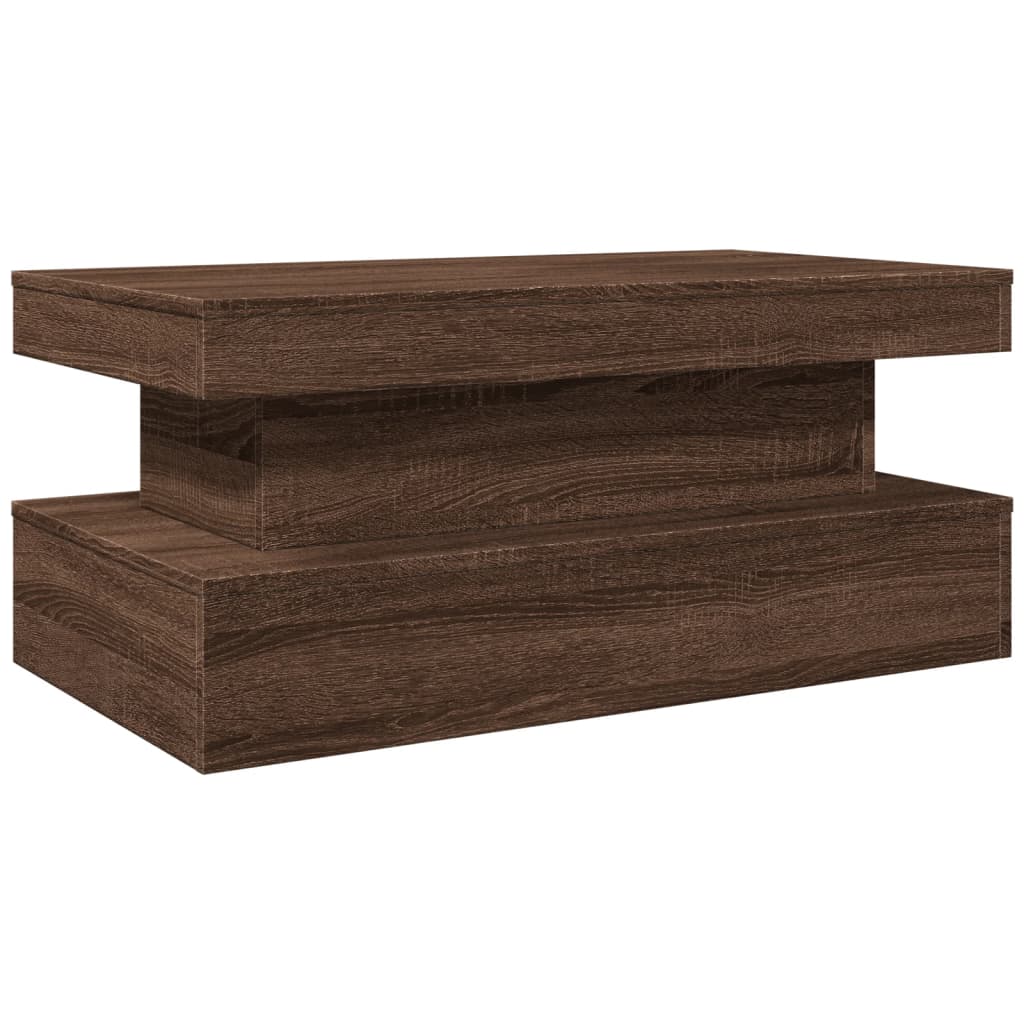 Table basse avec lumières LED chêne marron 90x50x40 cm - Tables basses
