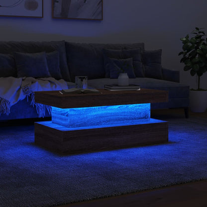 Table basse avec lumières LED chêne marron 90x50x40 cm - Tables basses