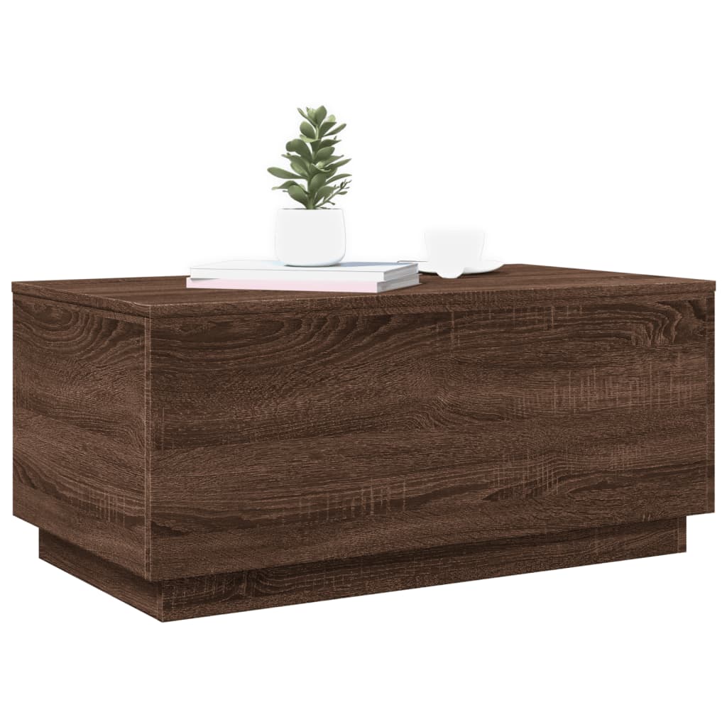 Table basse avec lumières LED chêne marron 90x50x40 cm - Tables basses