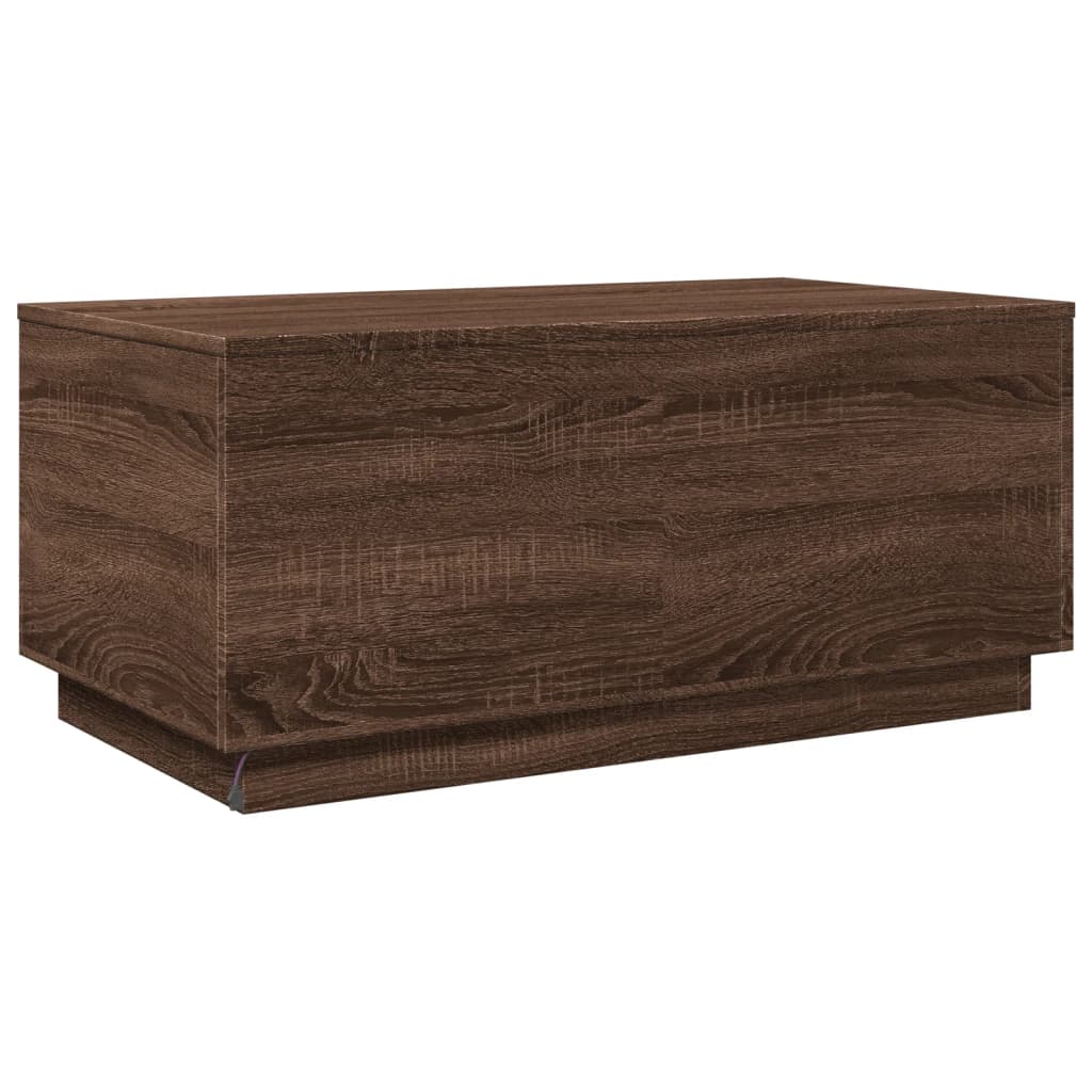 Table basse avec lumières LED chêne marron 90x50x40 cm - Tables basses