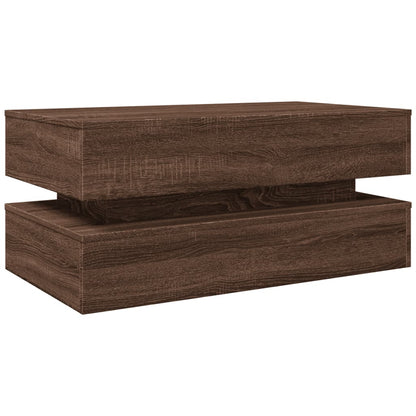 Table basse avec lumières LED chêne marron 90x50x40 cm - Tables basses