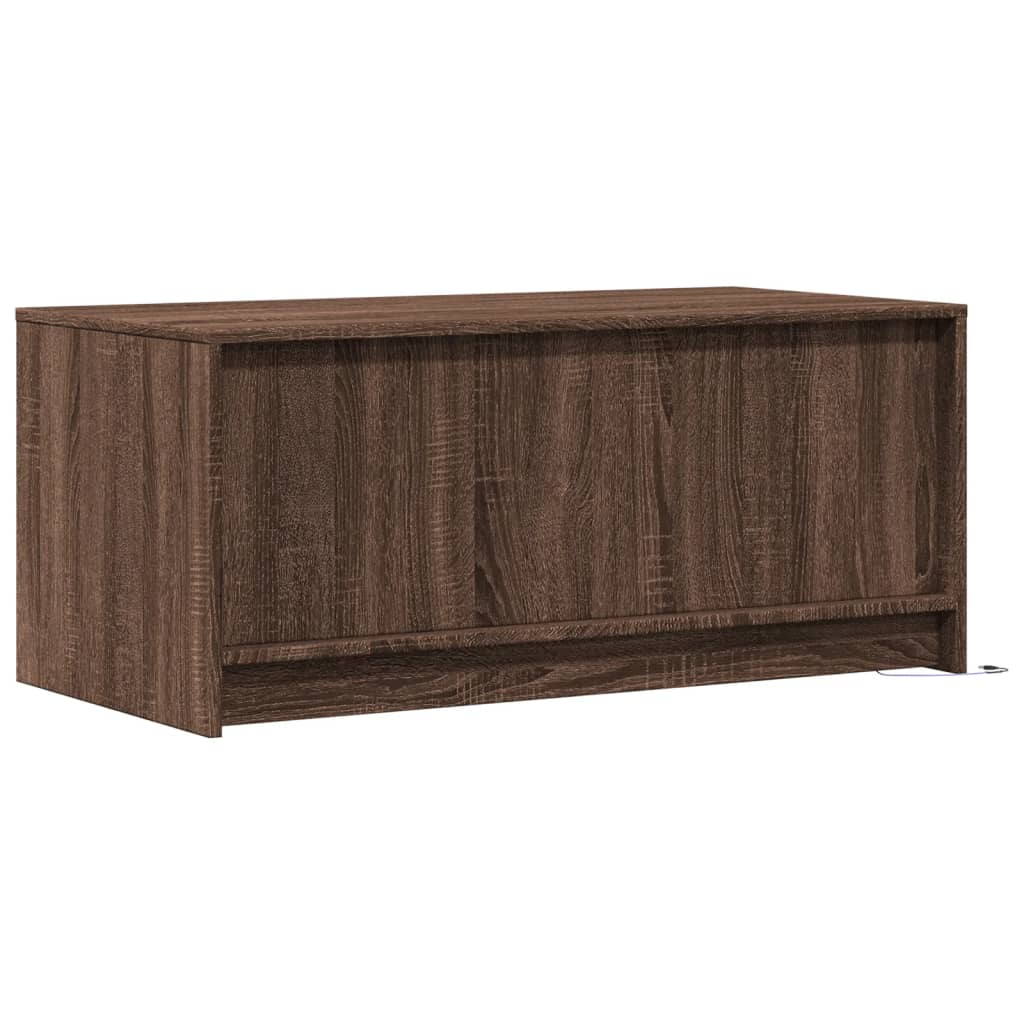 Table basse avec lumières LED chêne marron bois d’ingénierie - Tables basses