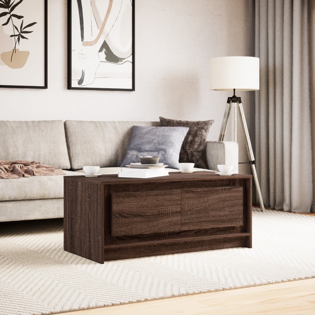 Table basse avec lumières LED chêne marron bois d’ingénierie - Tables basses