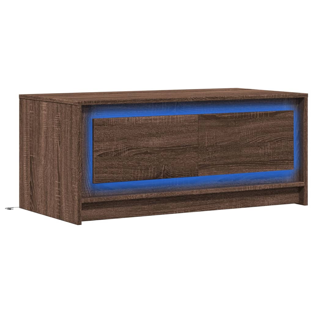Table basse avec lumières LED chêne marron bois d’ingénierie - Tables basses