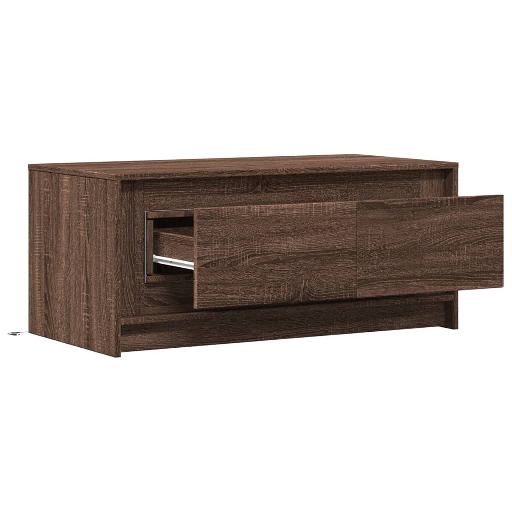 Table basse avec lumières LED chêne marron bois d’ingénierie - Tables basses