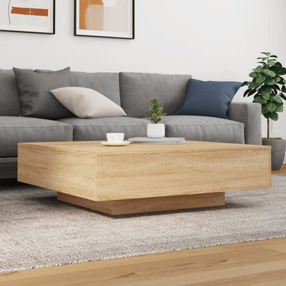 Table basse avec lumières LED chêne sonoma 100x100x31 cm - Tables basses