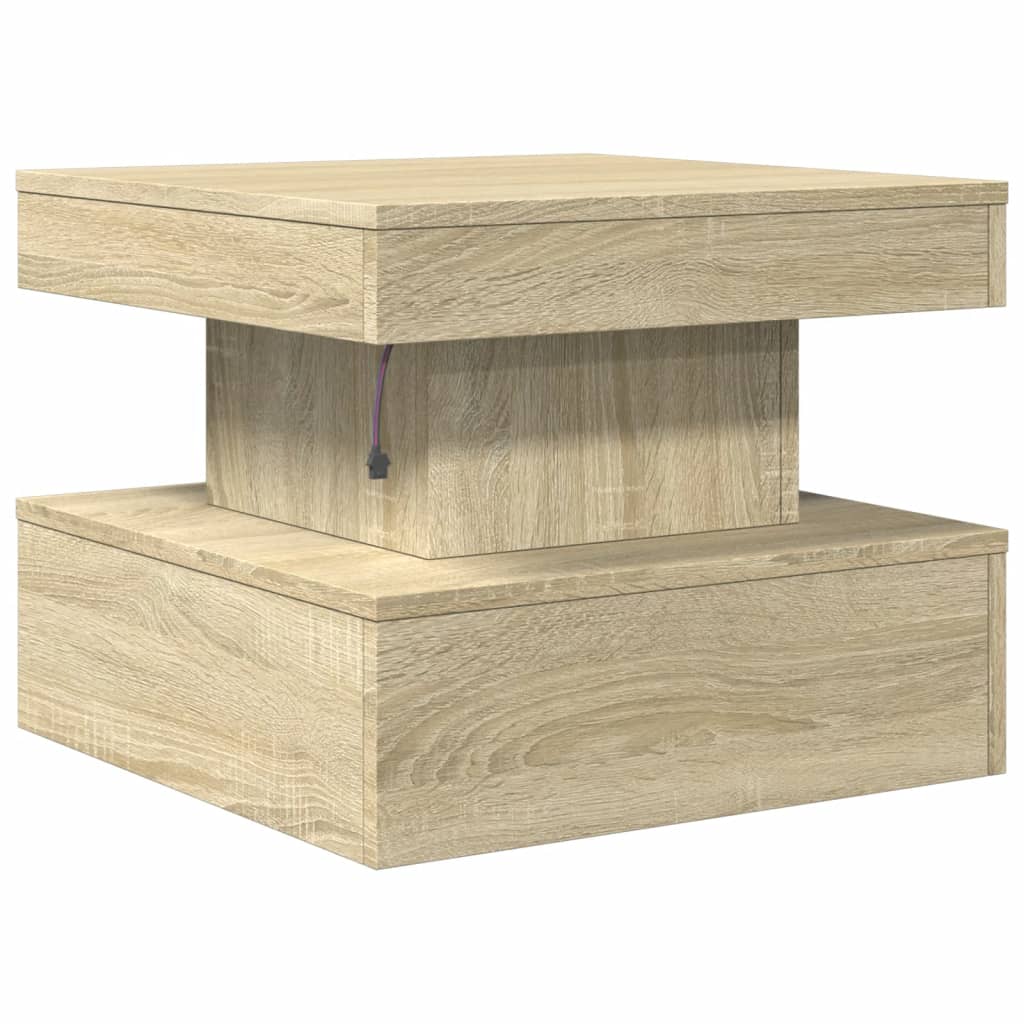 Table basse avec lumières LED chêne sonoma 50x50x40 cm - Tables basses