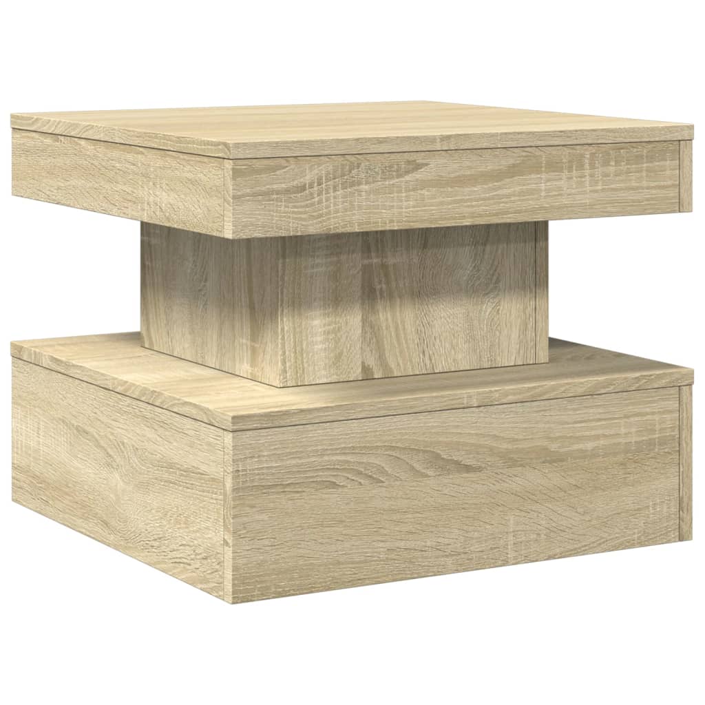 Table basse avec lumières LED chêne sonoma 50x50x40 cm - Tables basses