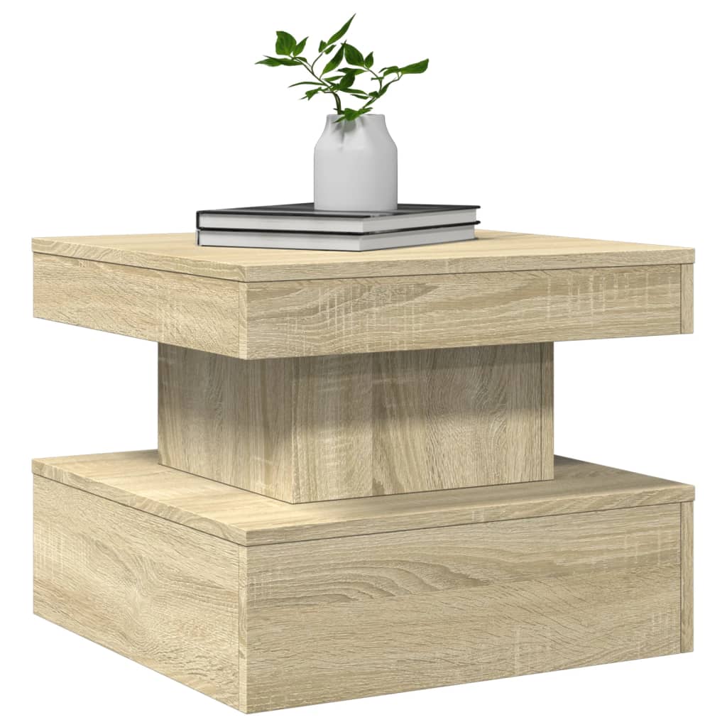 Table basse avec lumières LED chêne sonoma 50x50x40 cm - Tables basses