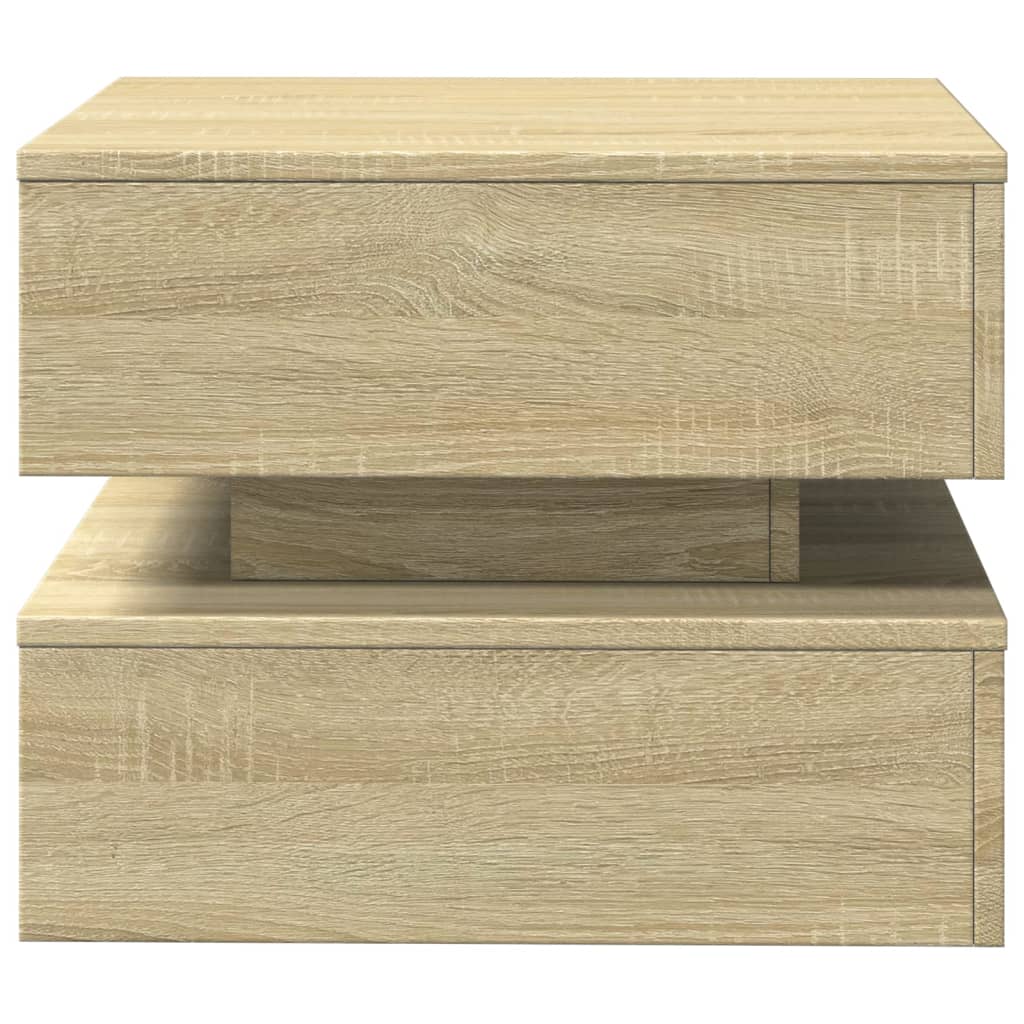 Table basse avec lumières LED chêne sonoma 50x50x40 cm - Tables basses
