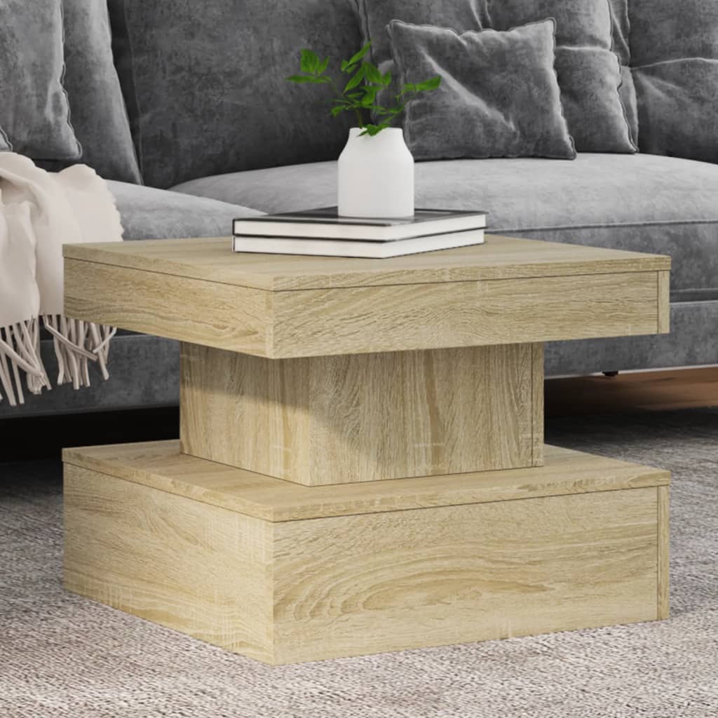 Table basse avec lumières LED chêne sonoma 50x50x40 cm - Tables basses