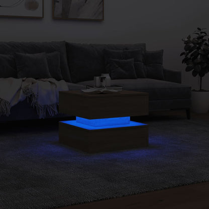 Table basse avec lumières LED chêne sonoma 50x50x40 cm - Tables basses