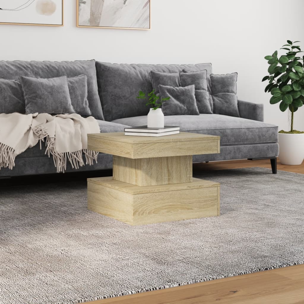 Table basse avec lumières LED chêne sonoma 50x50x40 cm - Tables basses