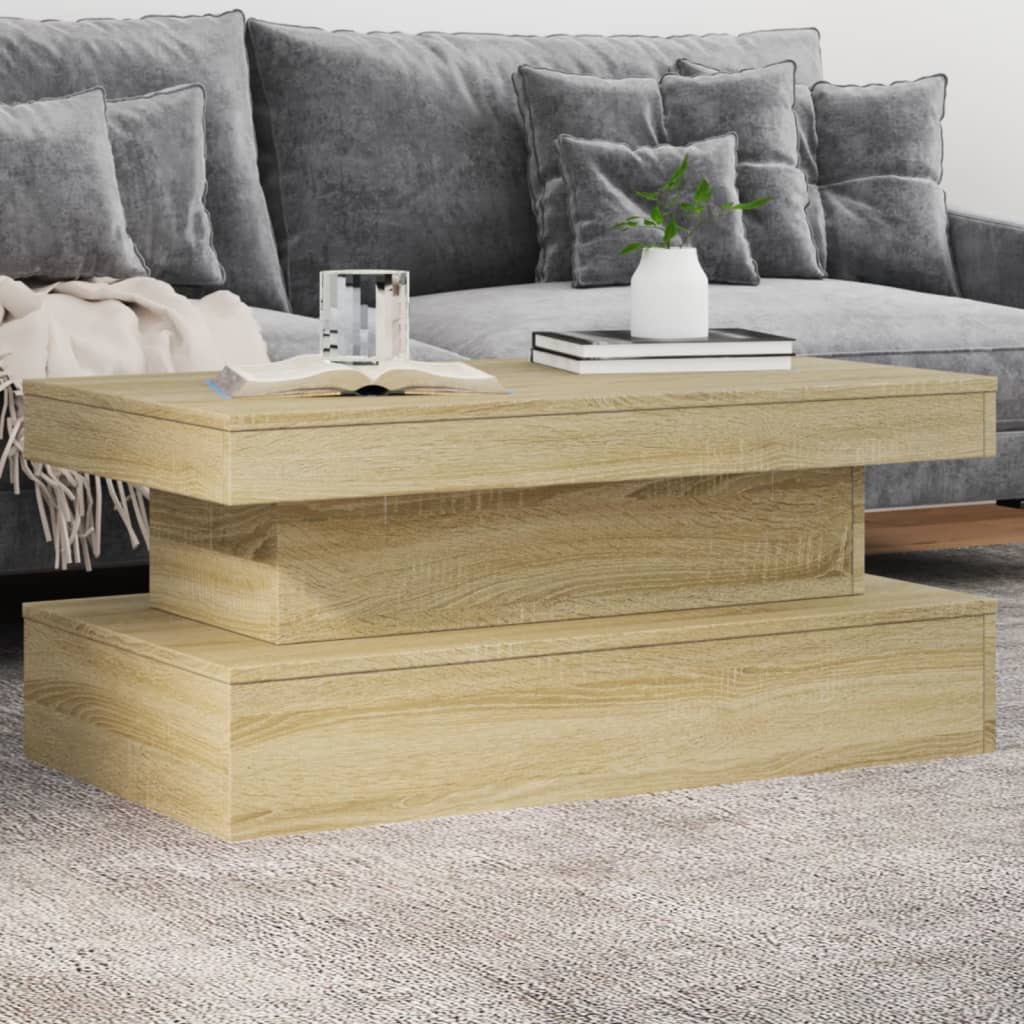 Table basse avec lumières LED chêne sonoma 90x50x40 cm - Tables basses