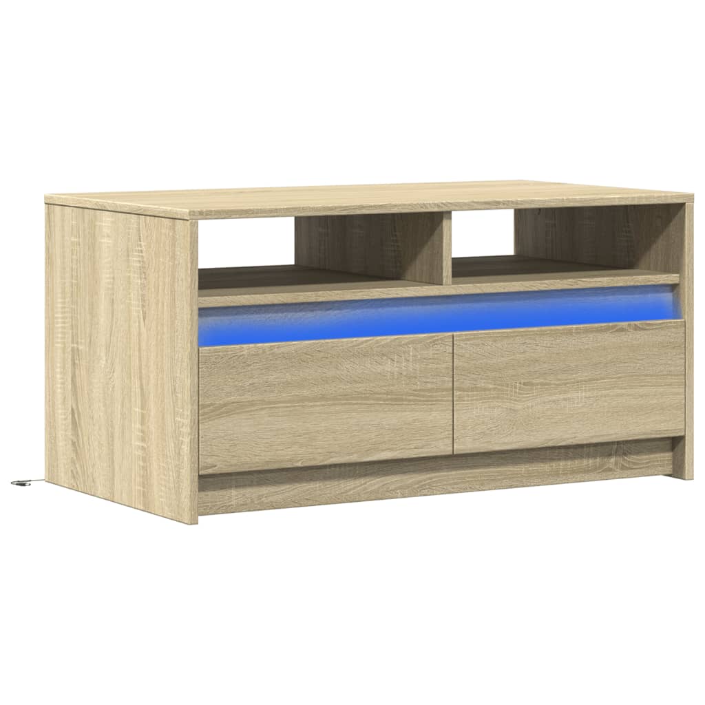 Table basse avec lumières LED chêne sonoma bois d’ingénierie - Tables basses