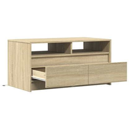 Table basse avec lumières LED chêne sonoma bois d’ingénierie - Tables basses