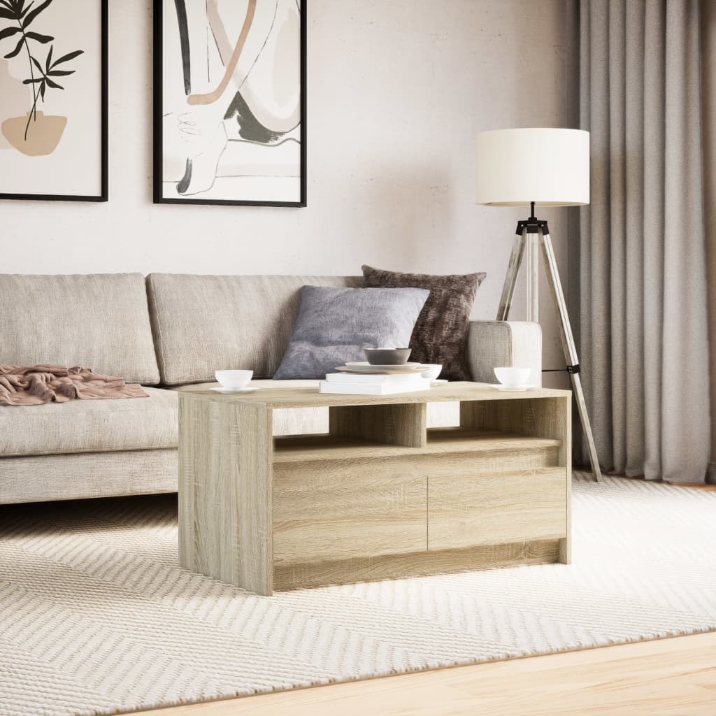 Table basse avec lumières LED chêne sonoma bois d’ingénierie - Tables basses