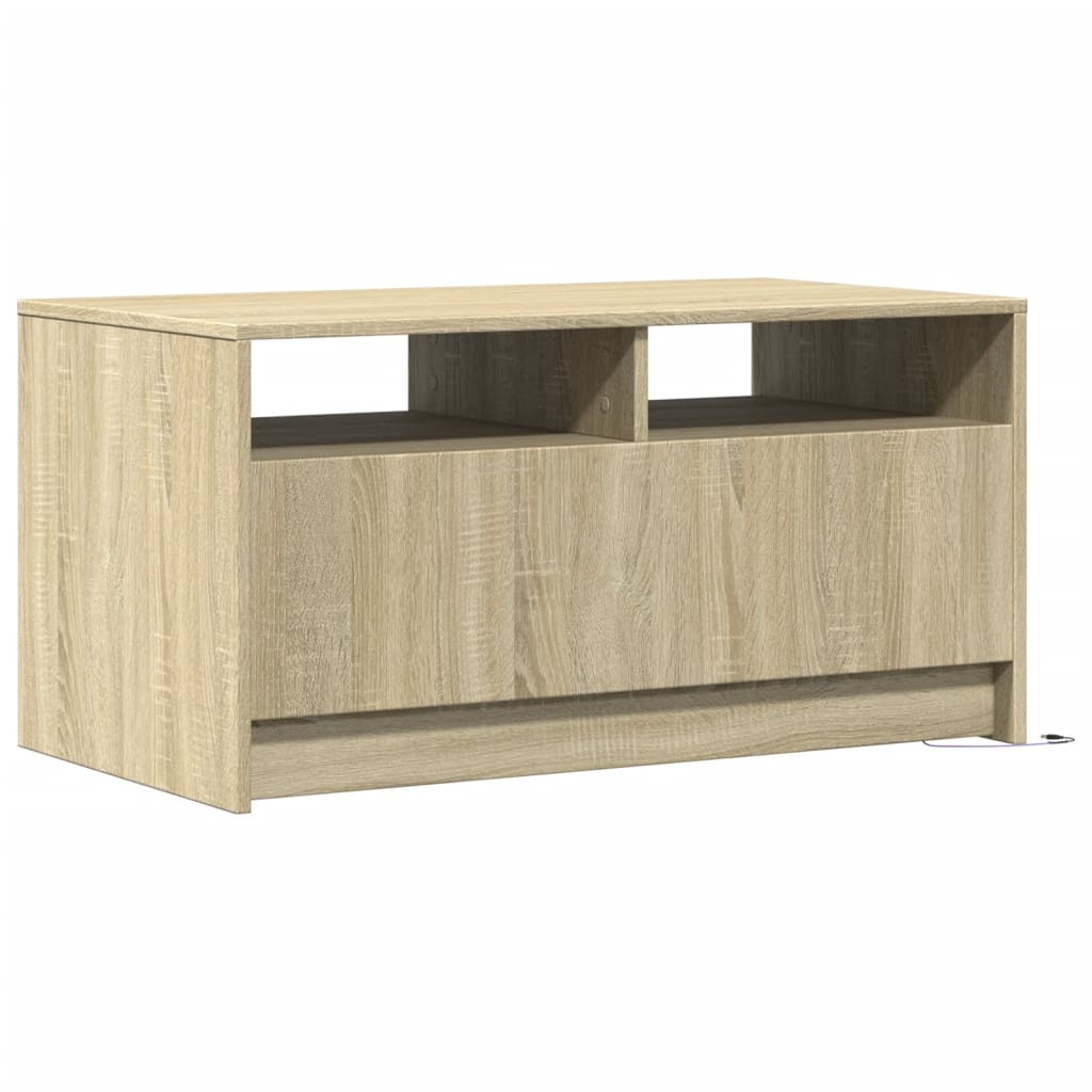 Table basse avec lumières LED chêne sonoma bois d’ingénierie - Tables basses