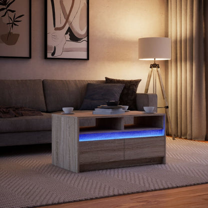 Table basse avec lumières LED chêne sonoma bois d’ingénierie - Tables basses