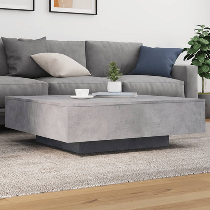 Table basse avec lumières LED gris béton 100x100x31 cm - Tables basses
