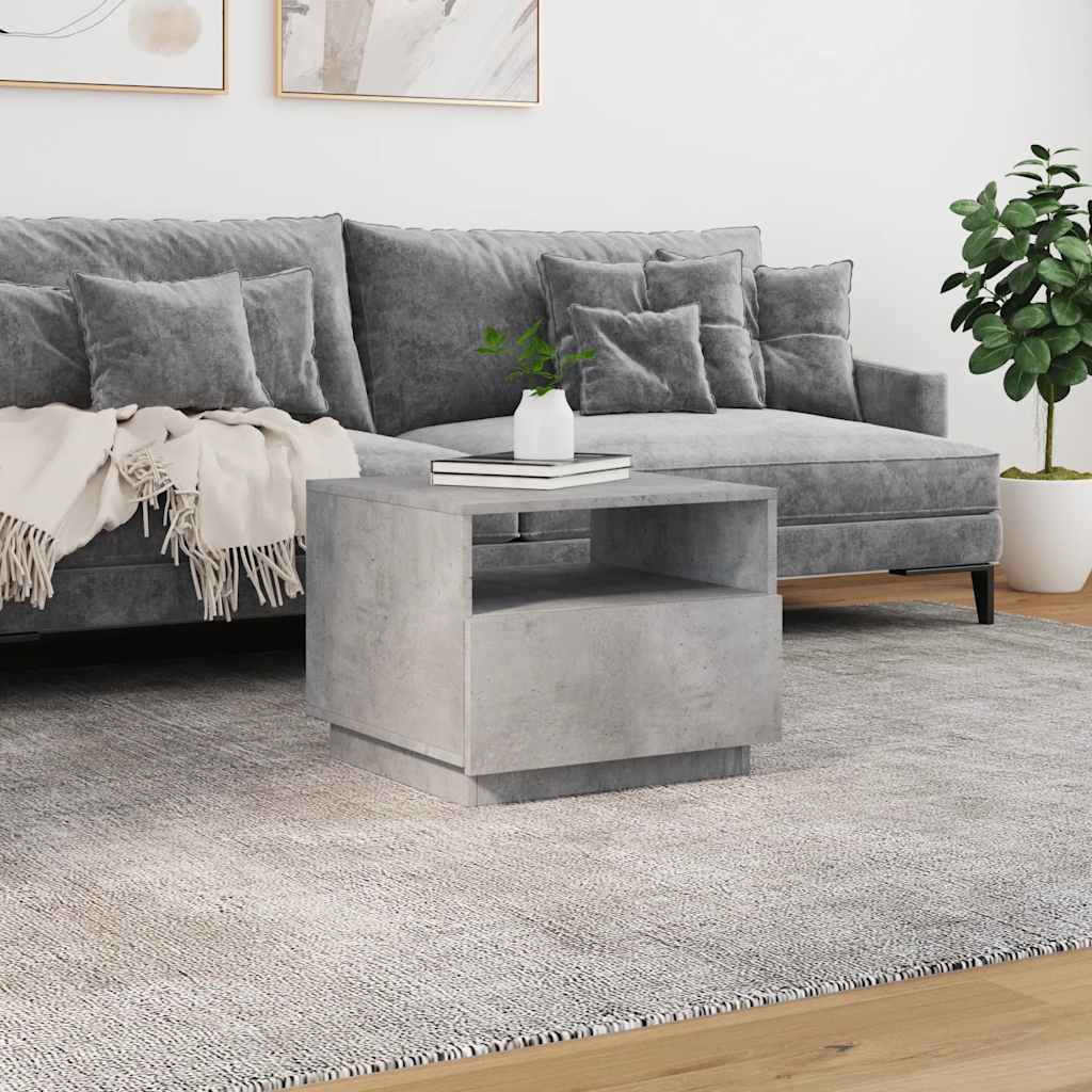 Table basse avec lumières LED gris béton 50x49x40 cm - Tables basses