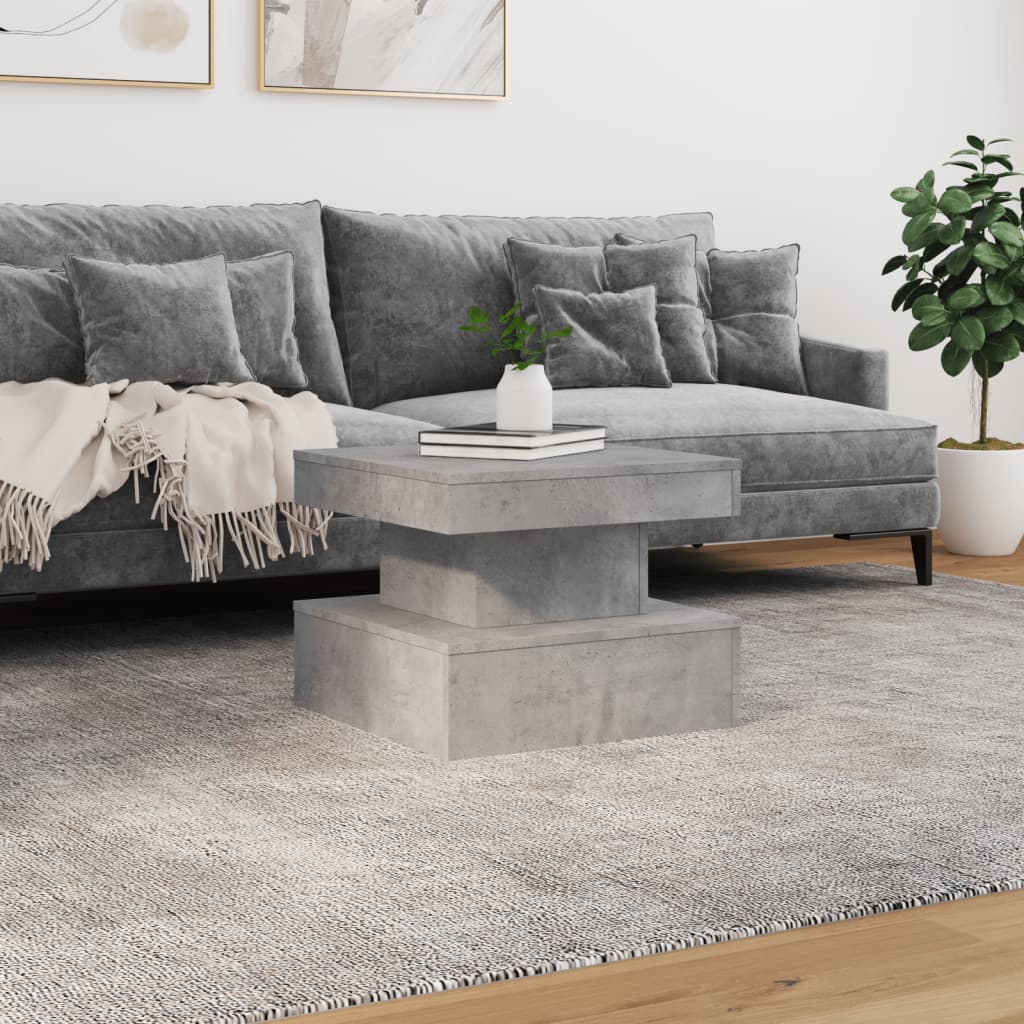 Table basse avec lumières LED gris béton 50x50x40 cm - Tables basses