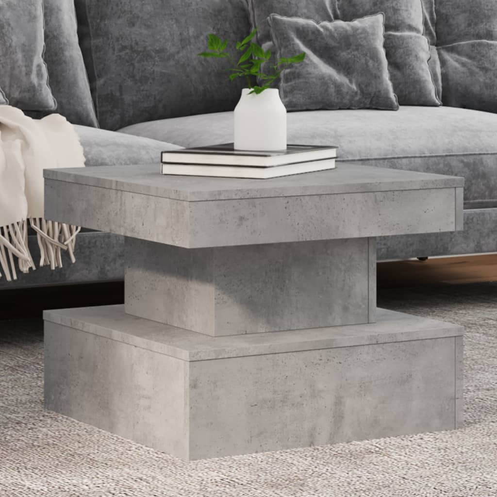 Table basse avec lumières LED gris béton 50x50x40 cm - Tables basses