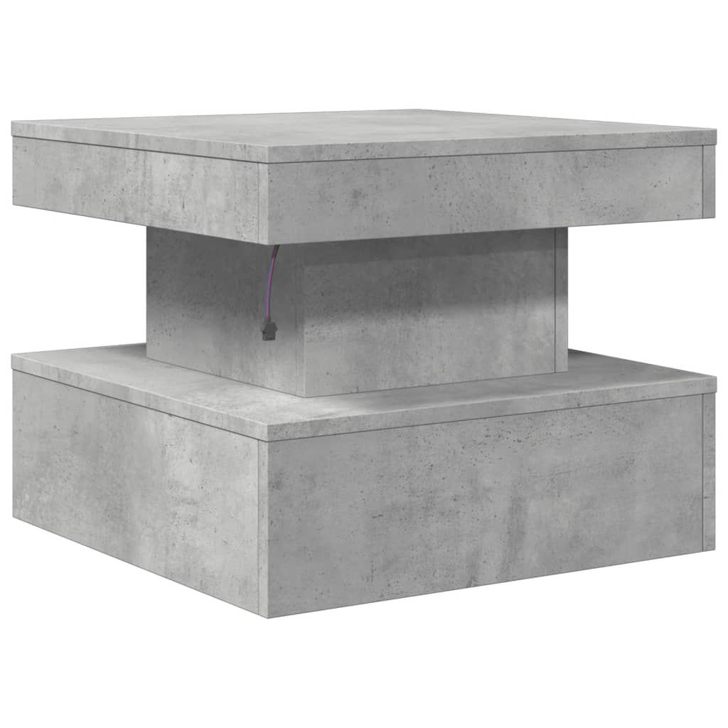 Table basse avec lumières LED gris béton 50x50x40 cm - Tables basses