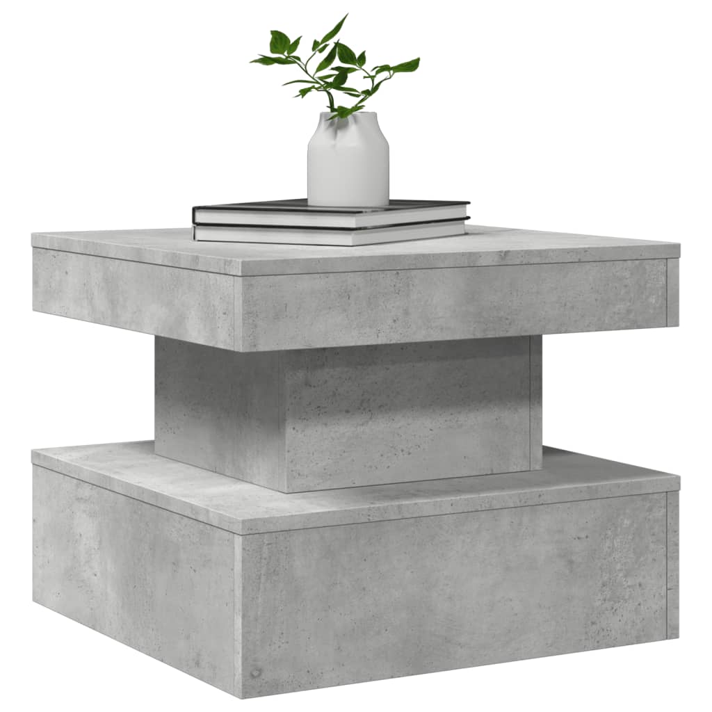 Table basse avec lumières LED gris béton 50x50x40 cm - Tables basses