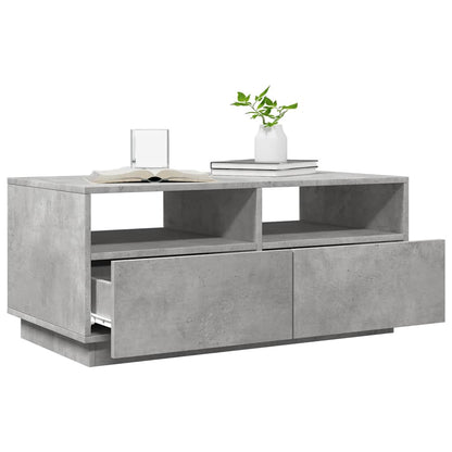 Table basse avec lumières LED gris béton 90x49x40 cm - Tables basses