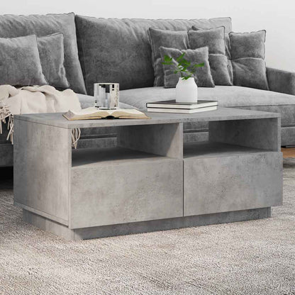 Table basse avec lumières LED gris béton 90x49x40 cm - Tables basses