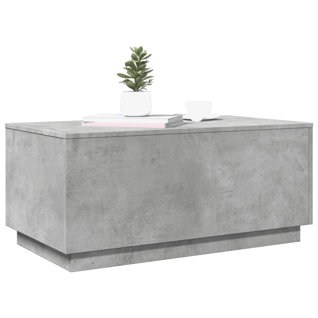 Table basse avec lumières LED gris béton 90x50x40 cm - Tables basses