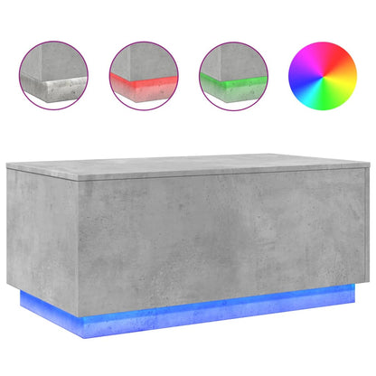 Table basse avec lumières LED gris béton 90x50x40 cm - Tables basses