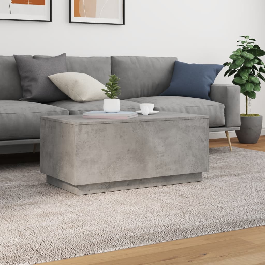 Table basse avec lumières LED gris béton 90x50x40 cm - Tables basses