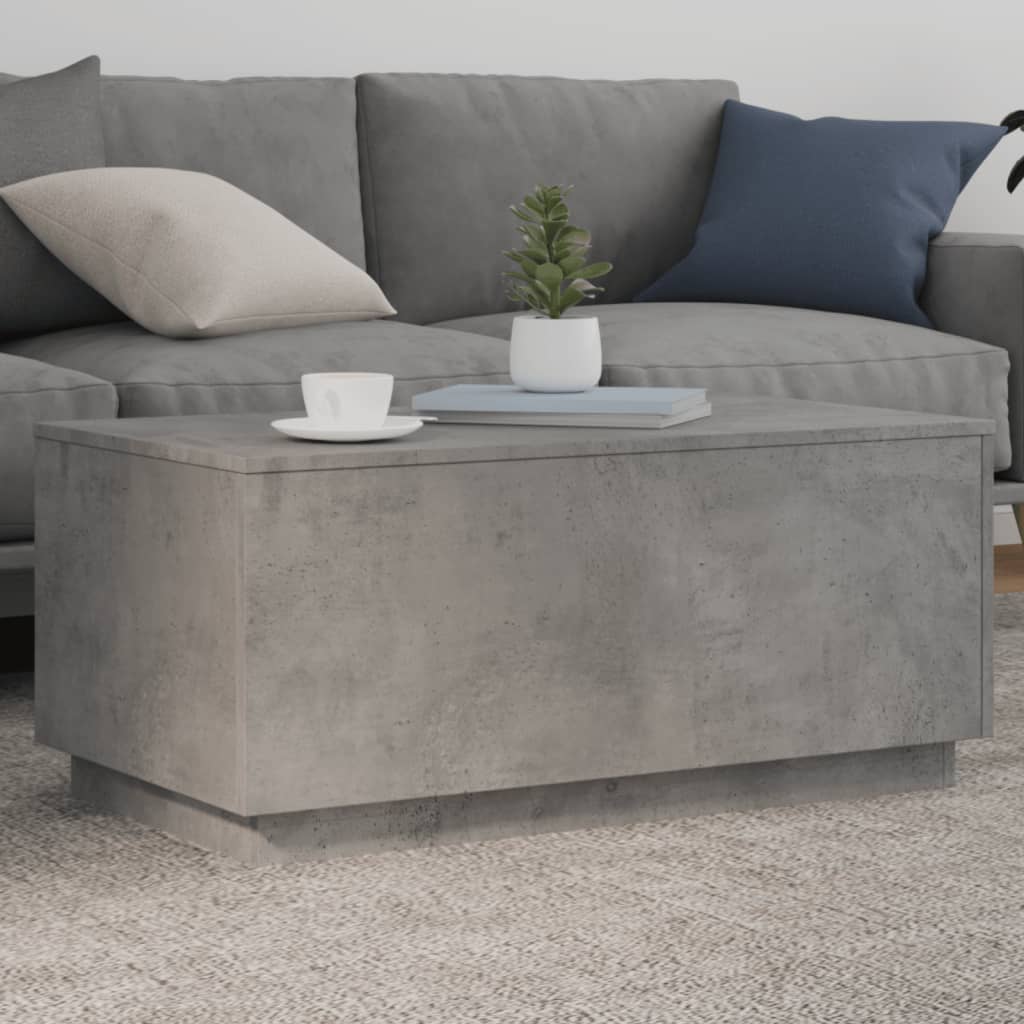 Table basse avec lumières LED gris béton 90x50x40 cm - Tables basses