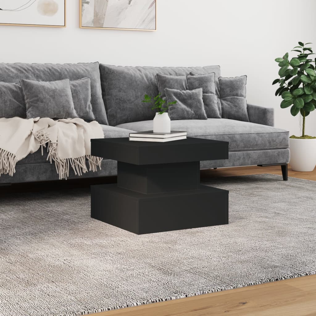 Table basse avec lumières LED noir 50x50x40 cm - Tables basses