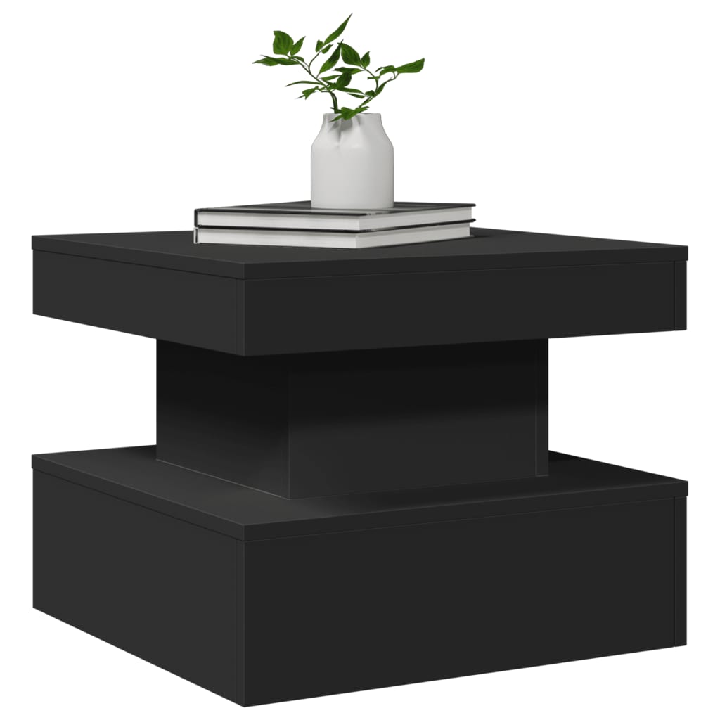 Table basse avec lumières LED noir 50x50x40 cm - Tables basses