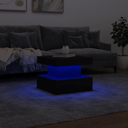 Table basse avec lumières LED noir 50x50x40 cm - Tables basses
