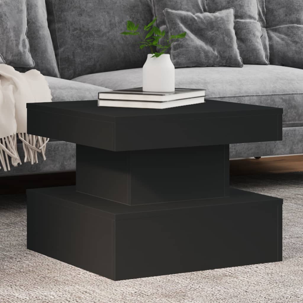 Table basse avec lumières LED noir 50x50x40 cm - Tables basses