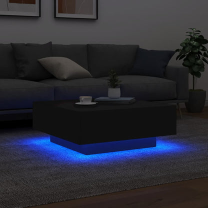 Table basse avec lumières LED noir 80x80x31 cm - Tables basses
