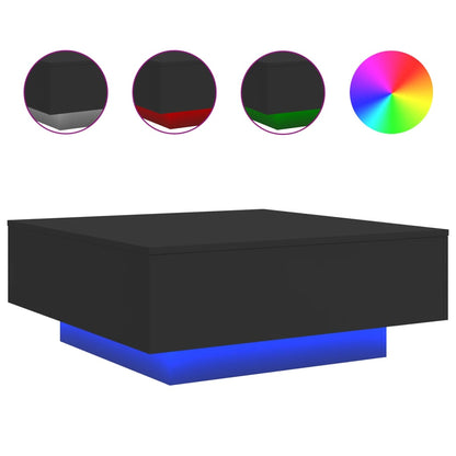 Table basse avec lumières LED noir 80x80x31 cm - Tables basses