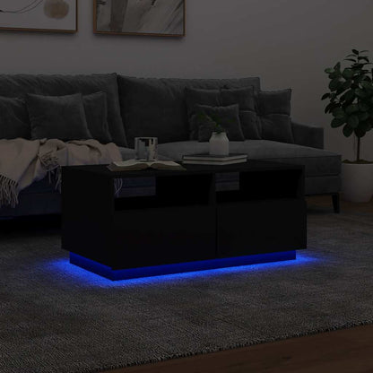 Table basse avec lumières LED noir 90x49x40 cm - Tables basses