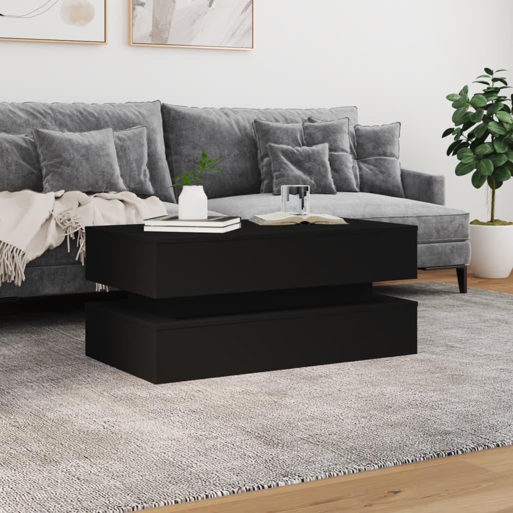 Table basse avec lumières LED noir 90x50x40 cm - Tables basses