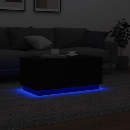 Table basse avec lumières LED noir 90x50x40 cm - Tables basses