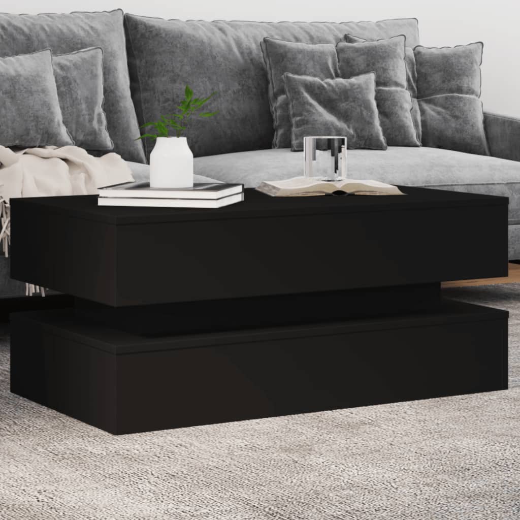 Table basse avec lumières LED noir 90x50x40 cm - Tables basses