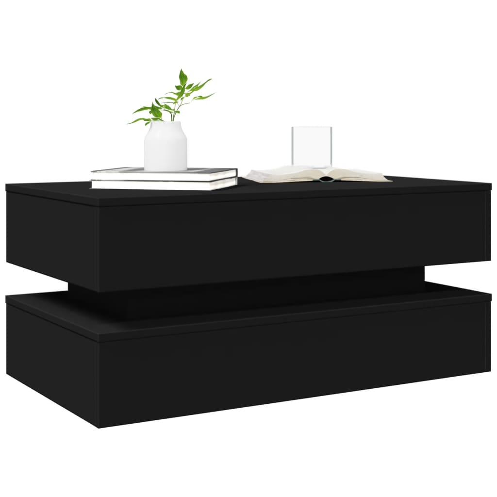 Table basse avec lumières LED noir 90x50x40 cm - Tables basses