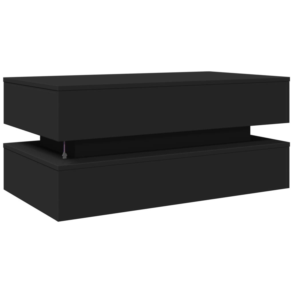 Table basse avec lumières LED noir 90x50x40 cm - Tables basses