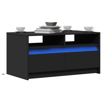 Table basse avec lumières LED noir bois d’ingénierie - Tables basses