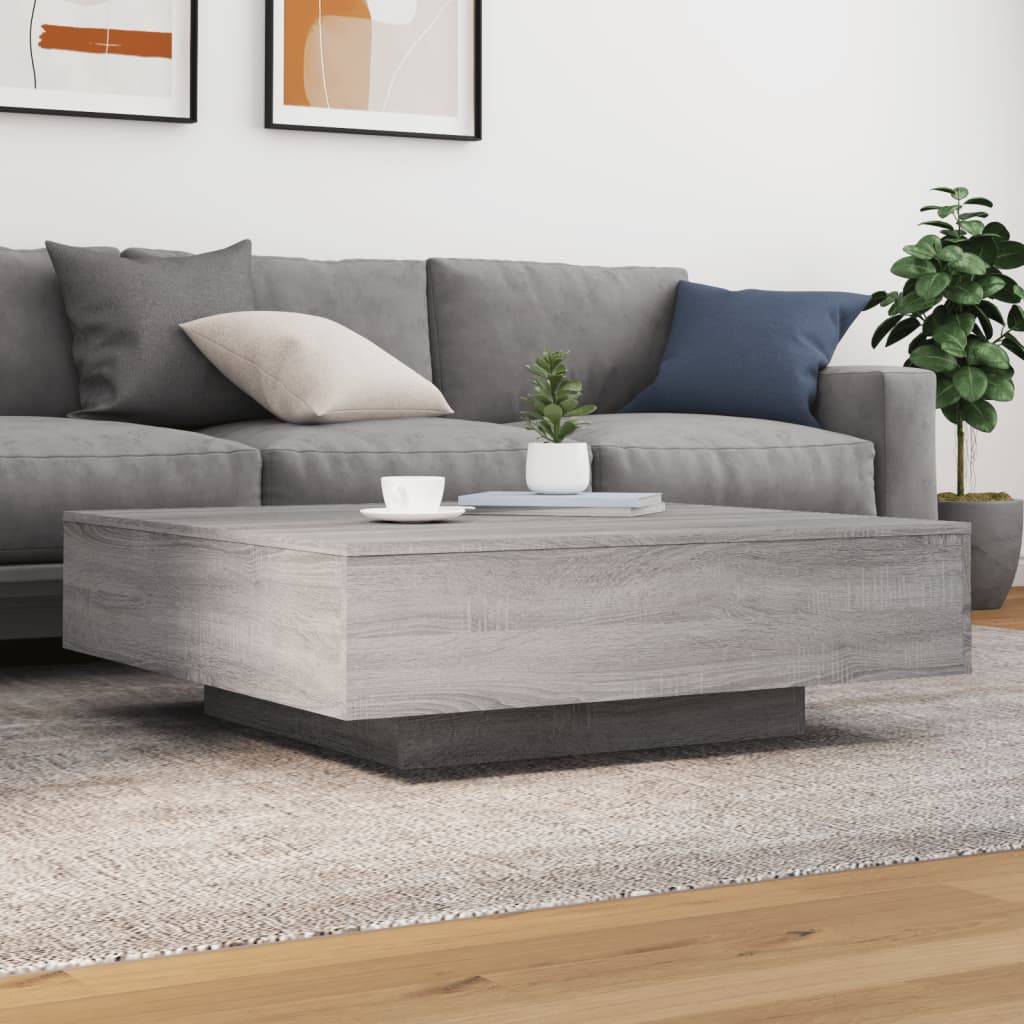 Table basse avec lumières LED sonoma gris 100x100x31 cm - Tables basses