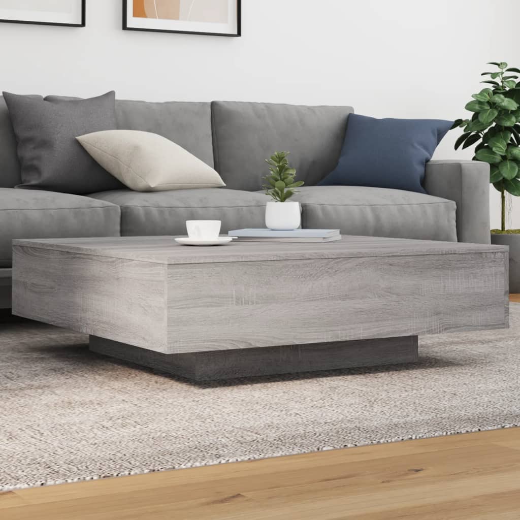 Table basse avec lumières LED sonoma gris 100x100x31 cm - Tables basses